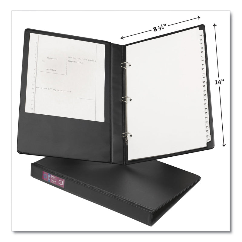 Avery Legal Durable Non-View Binder with Round Rings, 3 Rings, 1" Capacity, 14 x 8.5, Black, (6400)