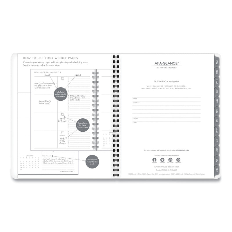 AT-A-GLANCE Elevation Linen Weekly/Monthly Planner, 8.75 x 7, Charcoal Cover, 12-Month (Jan to Dec): 2023