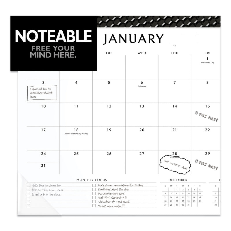 AT-A-GLANCE Elevation Desk Pad Calendars, 21.75 x 17, White Sheets, Black Binding, Clear Corners, 12-Month (Jan to Dec): 2023