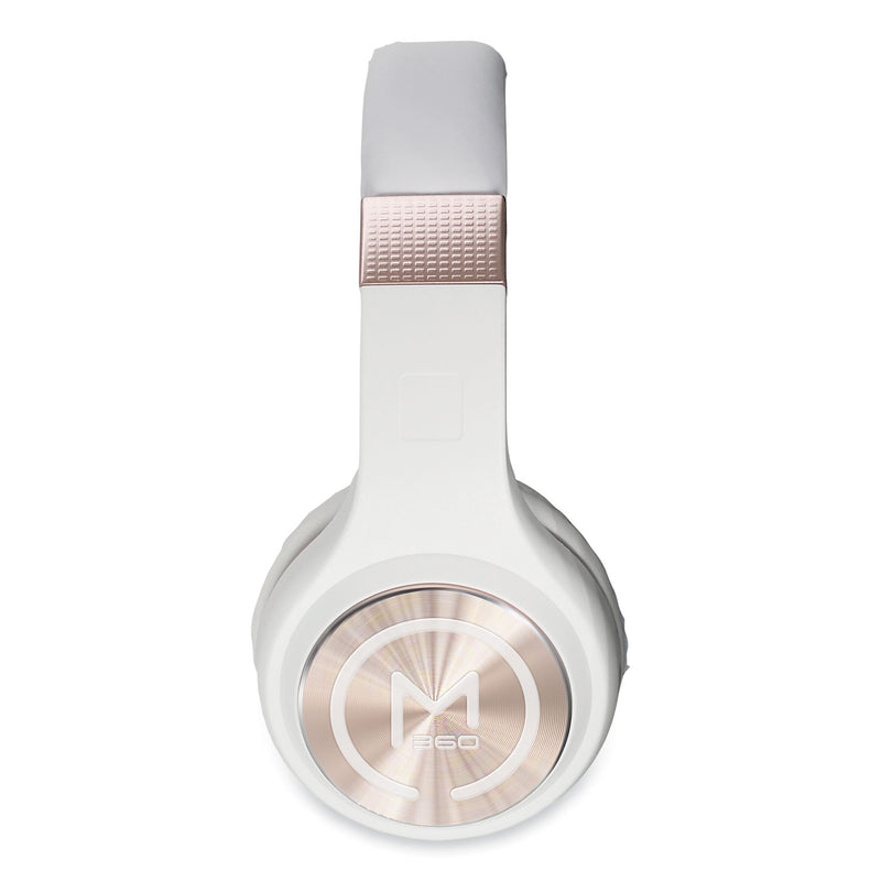 Morpheus 360 SERENITY Stereo Wireless Headphones with Microphone, 3 ft Cord, White/Rose Gold
