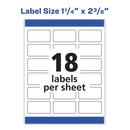 Avery White Dissolvable Labels w/ Sure Feed, 1.25 x 2.38, White, 90/PK
