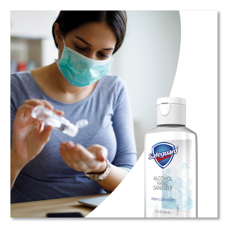 Safeguard Alcohol Hand Sanitizer Gel, 2 oz Flip-Cap Bottle, Fresh Clean Scent, 48/Carton