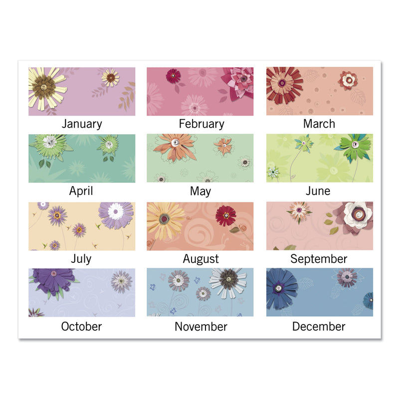 AT-A-GLANCE Paper Flowers Desk Pad, Floral Artwork, 22 x 17, Black Binding, Clear Corners, 12-Month (Jan to Dec): 2023