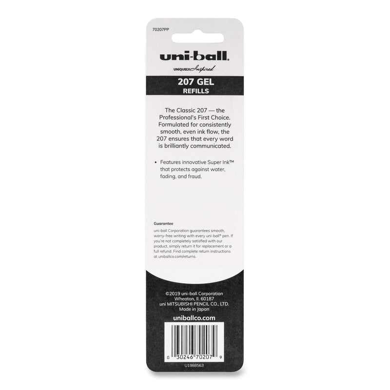uniball Refill for Signo Gel 207 Pens, Medium 0.7 mm Conical Tip, Black Ink, 2/Pack