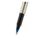uniball Deluxe Roller Ball Pen, Stick, Fine 0.7 mm, Blue Ink, Champagne Barrel, Dozen