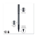 uniball Deluxe Roller Ball Pen, Stick, Micro 0.5 mm, Black Ink, Metallic Gray Barrel, Dozen