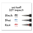 uniball 207 Impact Gel Pen, Stick, Bold 1 mm, Black Ink, Silver/Black Barrel