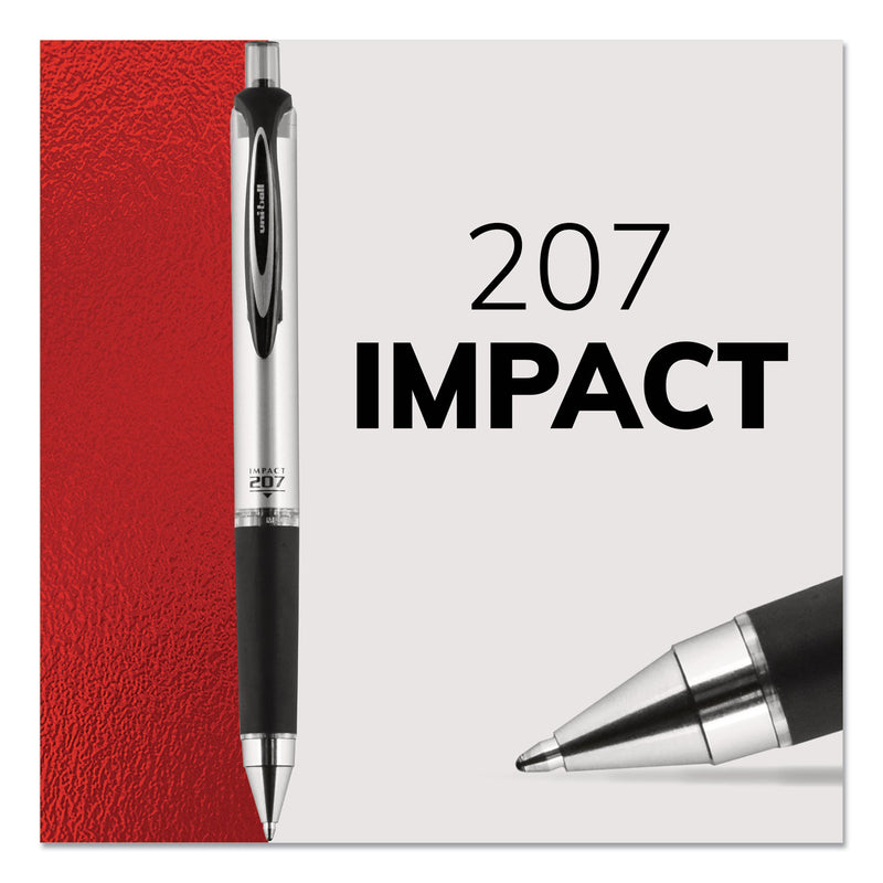 uniball 207 Impact Gel Pen, Retractable, Bold 1 mm, Black Ink, Black Barrel