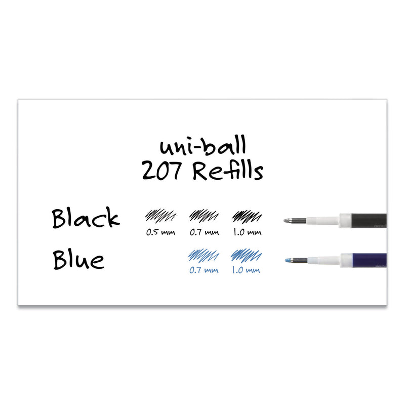 uniball Refill for Signo Gel 207 Pens, Medium 0.7 mm Conical Tip, Black Ink, 2/Pack