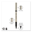 uniball Deluxe Roller Ball Pen, Stick, Fine 0.7 mm, Black Ink, Champagne Barrel, Dozen