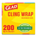 Glad ClingWrap Plastic Wrap, 200 Square Foot Roll, Clear, 12 Rolls/Carton