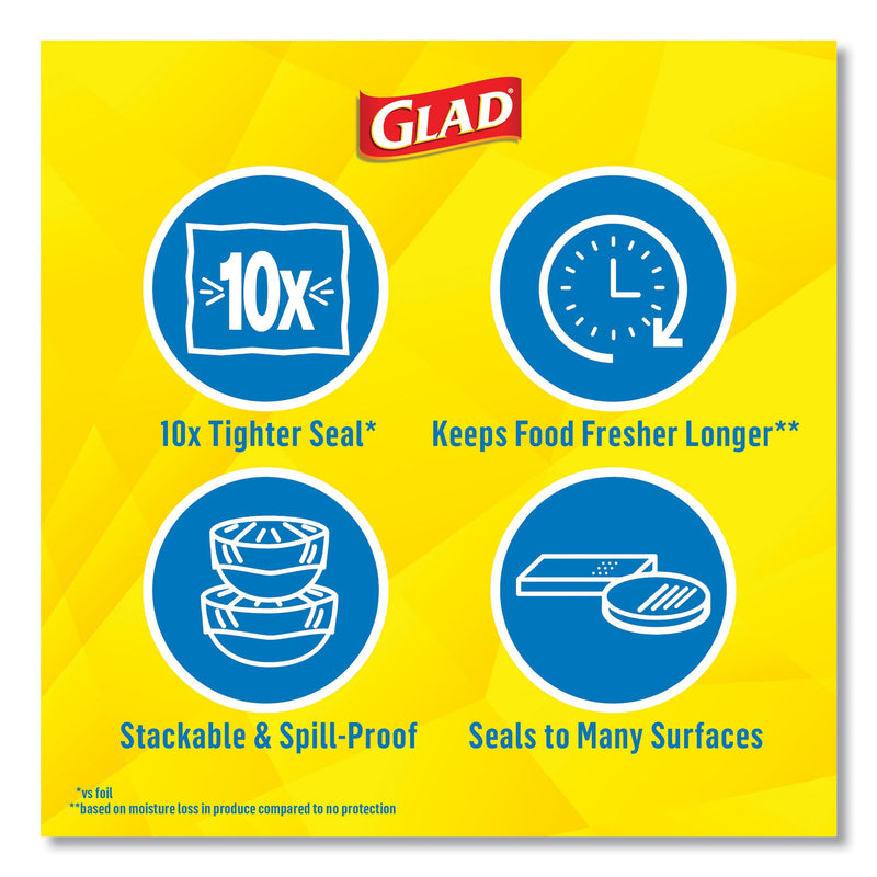 Glad Press'n Seal Food Plastic Wrap, 70 Square Foot Roll, 12 Rolls/Carton