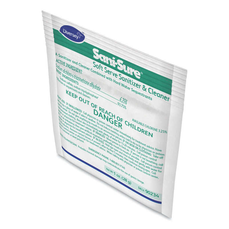 Diversey Sani Sure Soft Serve Sanitizer and Cleaner, Powder, 1 oz Packet, 100/Carton