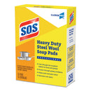 S.O.S. Steel Wool Soap Pads, 2.5 x 2.5, Steel, 15 Pads/Box, 12 Boxes/Carton