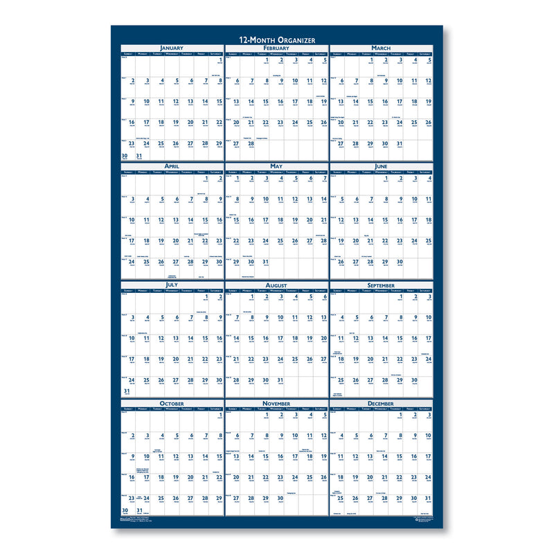 House of Doolittle Recycled Poster Style Reversible/Erasable Yearly Wall Calendar, 66 x 33, White/Blue/Gray Sheets, 12-Month (Jan to Dec): 2023