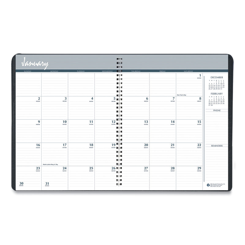 House of Doolittle 14-Month Recycled Ruled Monthly Planner, 8.75 x 6.78, Black Cover, 14-Month (Dec to Jan): 2022 to 2024