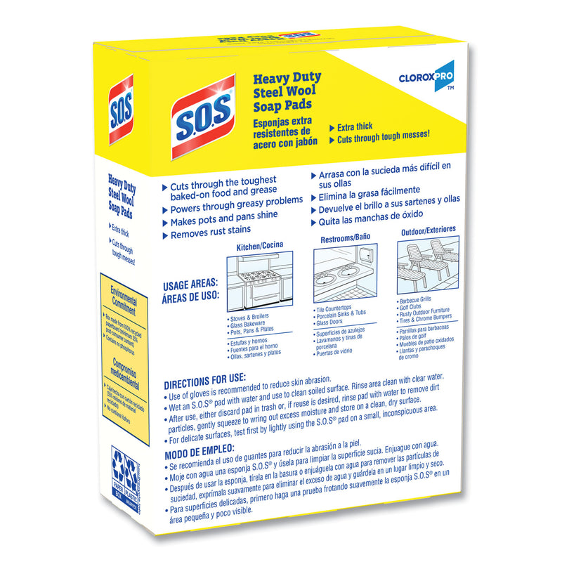 S.O.S. Steel Wool Soap Pads, 2.5 x 2.5, Steel, 15 Pads/Box, 12 Boxes/Carton