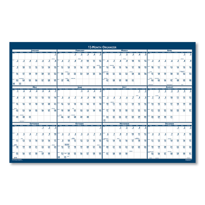 House of Doolittle Recycled Yearly Reversible Wall Calendar Non-Laminated, 24 x 37, White/Blue Sheets, 12-Month (Jan to Dec): 2023