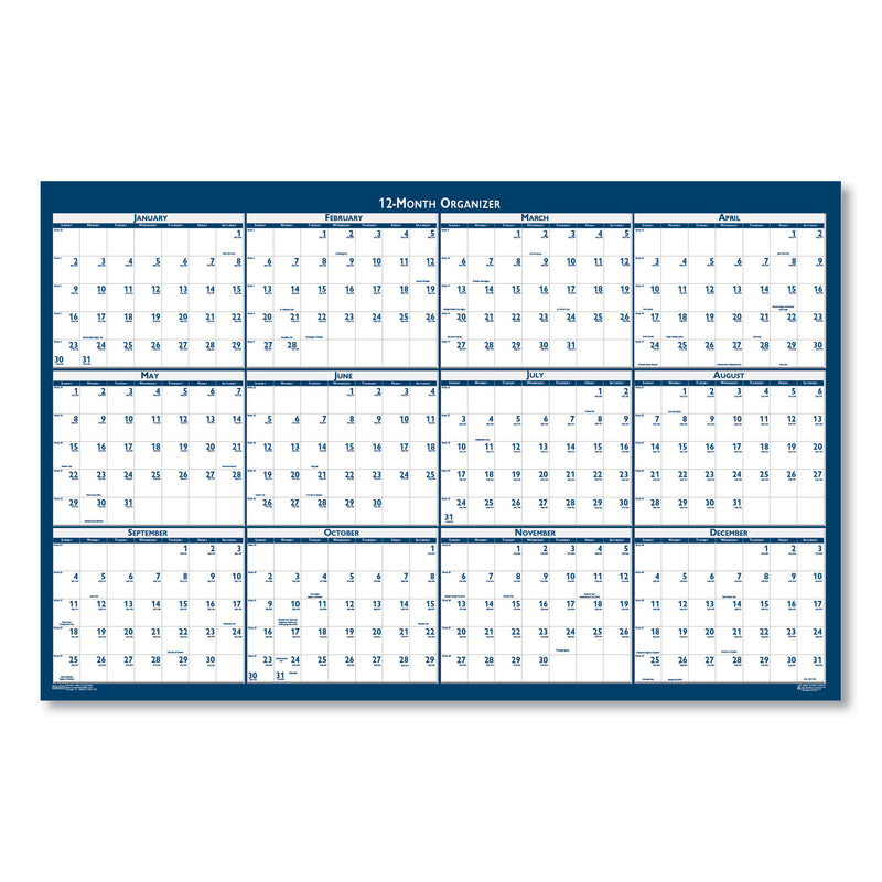 House of Doolittle Recycled Poster Style Reversible/Erasable Yearly Wall Calendar, 66 x 33, White/Blue/Gray Sheets, 12-Month (Jan to Dec): 2023