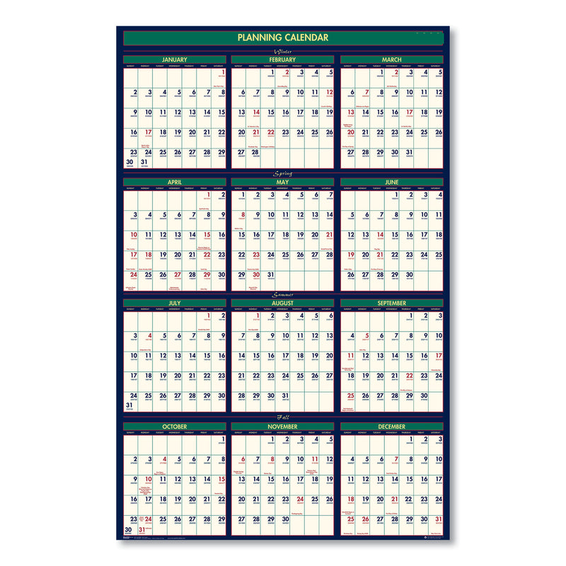 House of Doolittle Four Seasons Business/Academic Recycled Wall Calendar, 24 x 37, 12-Month (July-June): 2022-2023, 12-Month (Jan to Dec): 2023