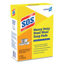 S.O.S. Steel Wool Soap Pads, 2.5 x 2.5, Steel, 15 Pads/Box, 12 Boxes/Carton