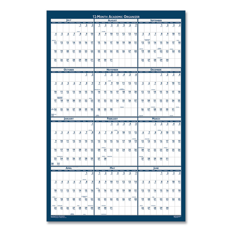 House of Doolittle Academic Year Recycled Poster Style Reversible/Erasable Yearly Wall Calendar, 24 x 37, 12-Month (July to June): 2022 to 2023