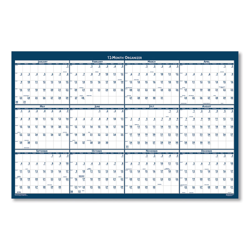 House of Doolittle Recycled Poster Style Reversible/Erasable Yearly Wall Calendar, 18 x 24, White/Blue/Gray Sheets, 12-Month (Jan to Dec): 2023