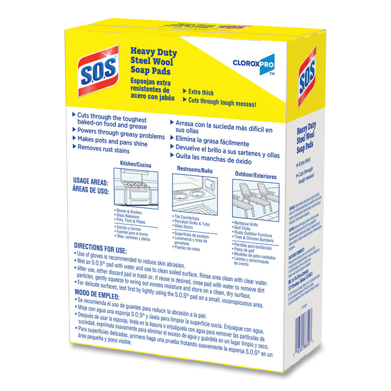 S.O.S. Steel Wool Soap Pads, 2.5 x 2.5, Steel, 15 Pads/Box, 12 Boxes/Carton