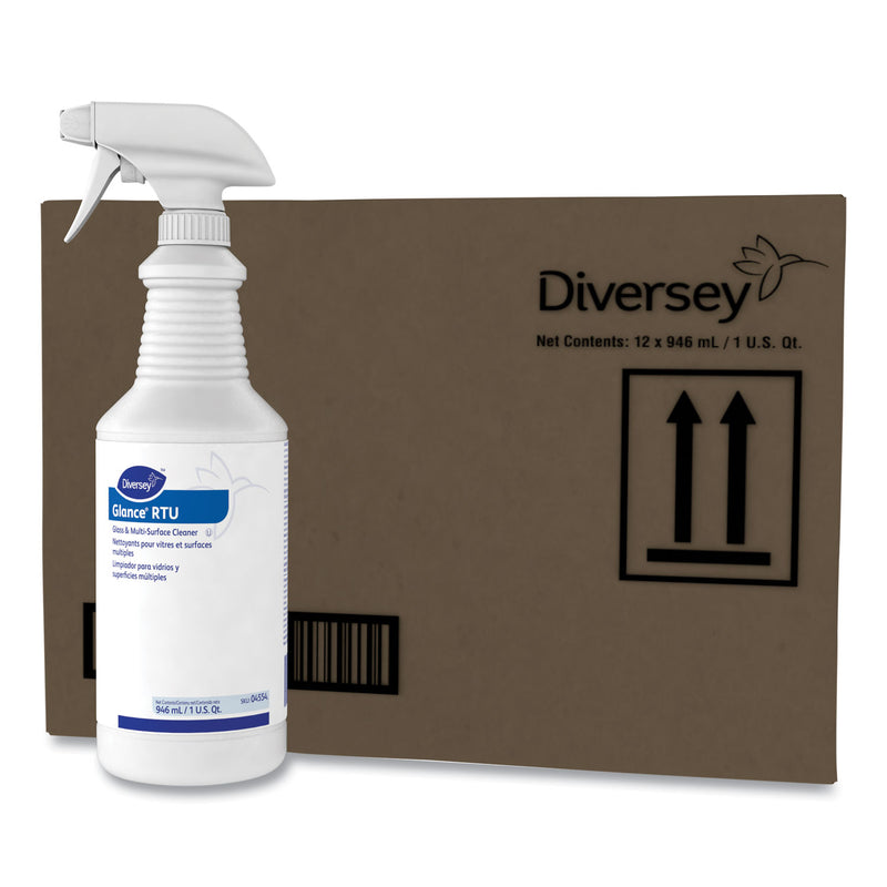 Diversey Glance Glass and Multi-Surface Cleaner, Liquid, 32 oz Spray Bottle, 12/Carton