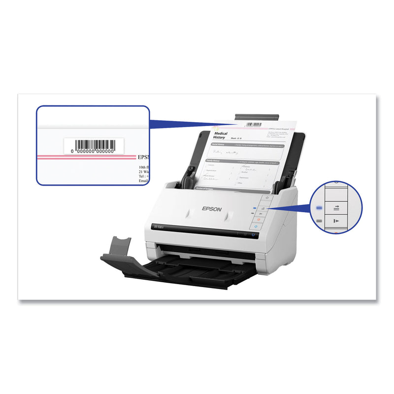 Epson DS-530 II Color Duplex Document Scanner, 600 dpi Optical Resolution, 50-Sheet Duplex Auto Document Feeder