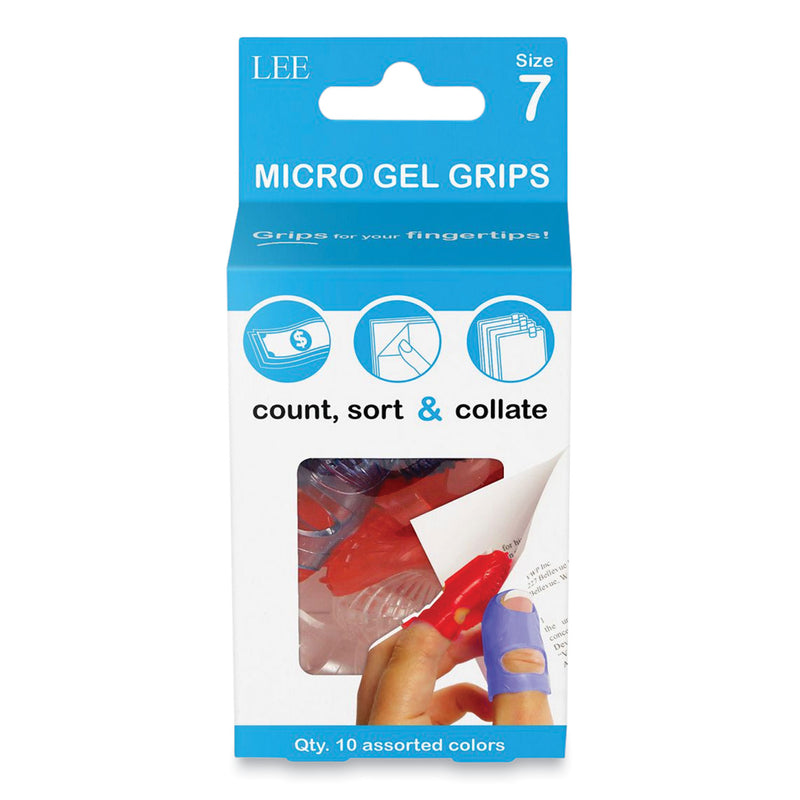 LEE Tippi Micro-Gel Fingertip Grips, Size 7, Medium, Assorted, 10/Pack