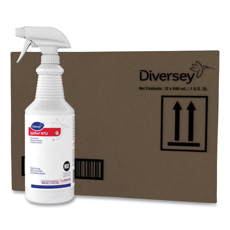 Diversey Spitfire Power Cleaner, Liquid, Fresh Pine Scent, 32 oz Spray Bottle, 12/Carton