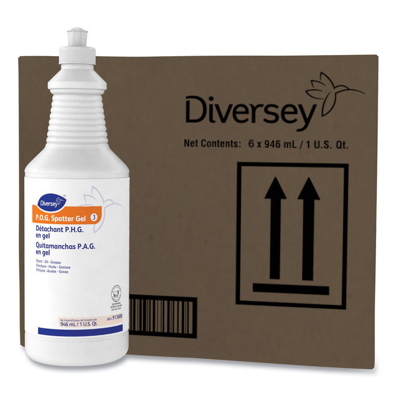 Diversey Paint, Oil and Grease Spotter Gel, Fruity Scent, 32 oz Squeeze Bottle, 6/Carton