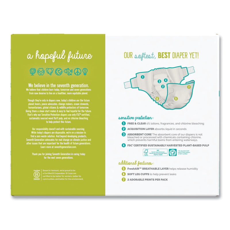 Seventh Generation Free and Clear Baby Diapers, Size 4, 20 lbs to 32 lbs, 25/Pack, 4 Packs/Carton