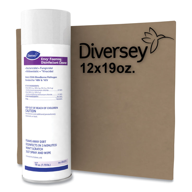 Diversey Envy Foaming Disinfectant Cleaner, Lavender Scent, 19 oz Aerosol Spray, 12/Carton