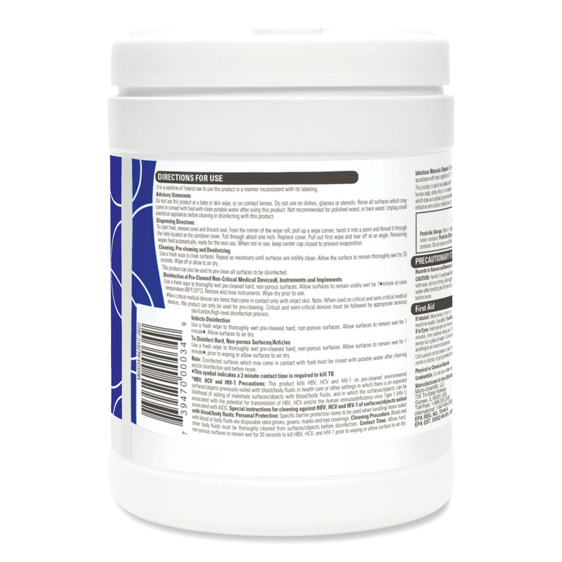 Opti-Cide Disinfectant Wipes, 6 x 6.75, Unscented, White, 160/Canister