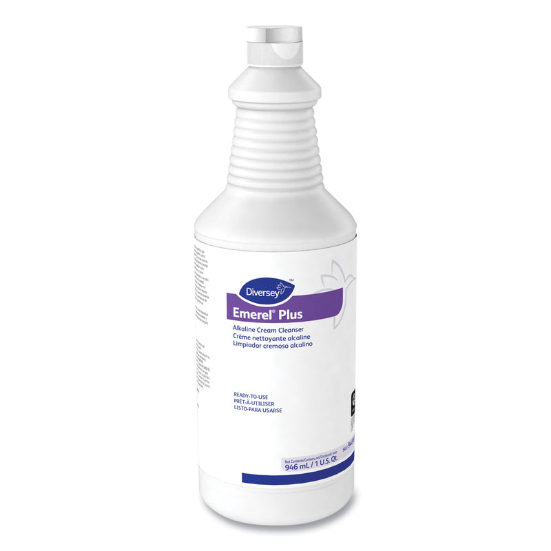 Diversey Emerel Plus Cream Cleanser, Odorless, 32 oz Squeeze Bottle, 12/Carton