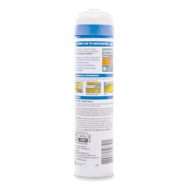 Diversey Endust Free Hypo-Allergenic Dusting and Cleaning Spray, 10 oz Aerosol Spray, 6/Carton
