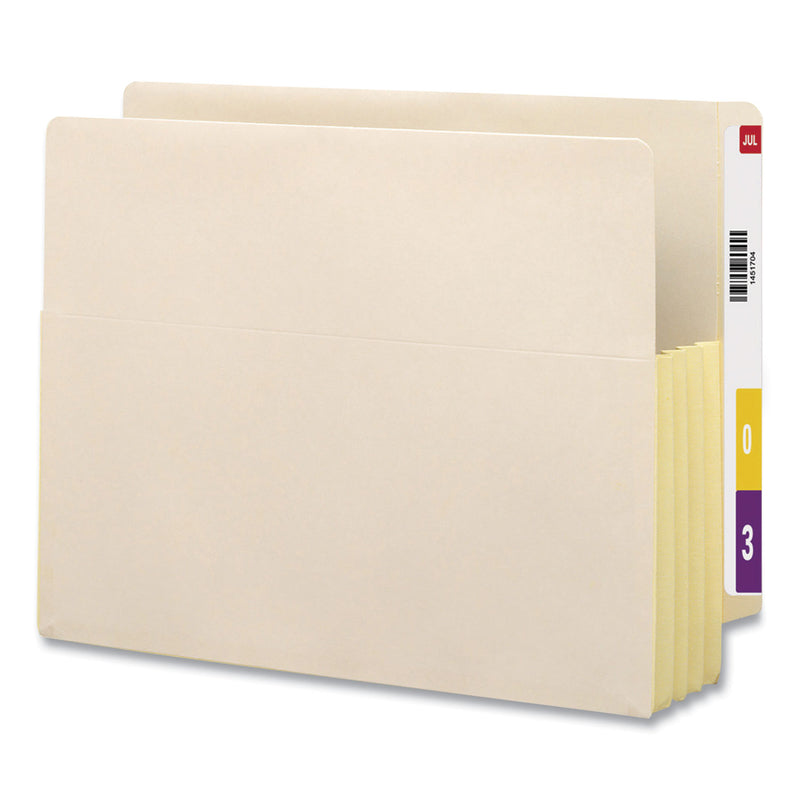 Smead Manila End Tab File Pockets with Tyvek-Lined Gussets, 3.5" Expansion, Letter Size, Manila, 10/Box