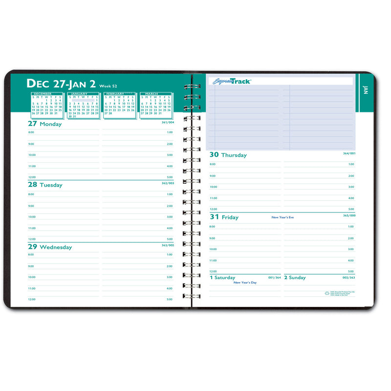 House of Doolittle Express Track Recycled Weekly Appointment Book/Monthly Planner, 8 x 5, Black Cover, 13-Month (Jan to Jan): 2023 to 2024