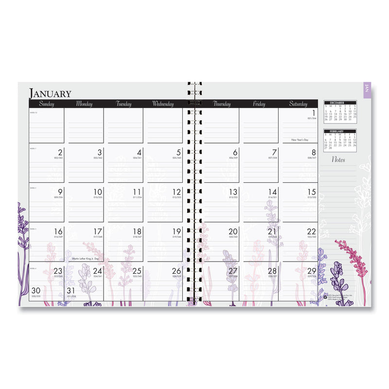 House of Doolittle Recycled Wild Flower Weekly/Monthly Planner, Wild Flowers Artwork, 9 x 7, Gray/White/Purple Cover, 12-Month (Jan-Dec): 2023
