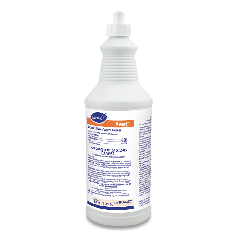 Diversey Avert Sporicidal Disinfectant Cleaner, 32 oz Spray Bottle, 12/Carton