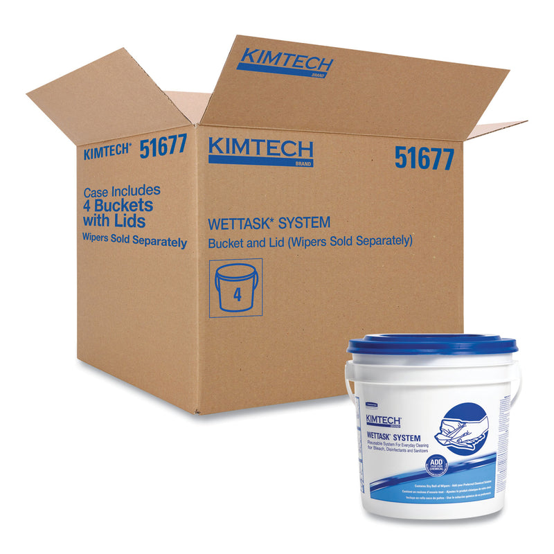 WypAll WetTask Customizable Wet Wiping System Bucket, White/Blue, 4/Carton