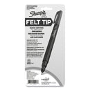 Sharpie Water-Resistant Ink Porous Point Pen, Stick, Fine 0.4 mm, Black Ink, Black/Gray Barrel, 4/Pack