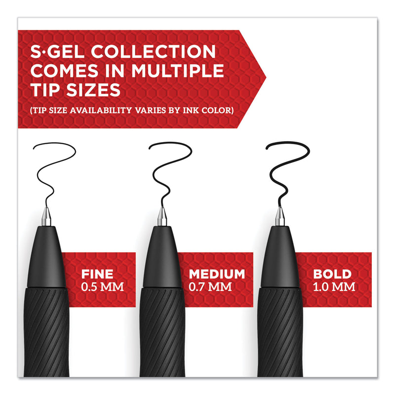 Sharpie S-Gel High-Performance Gel Pen, Retractable, Medium 0.7 mm, Blue Ink, Black Barrel, Dozen