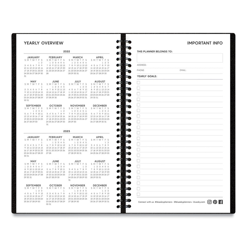 Blue Sky Aligned Weekly Contacts Planner, 6 x 3.5, Black Cover, 12-Month (Jan to Dec): 2023