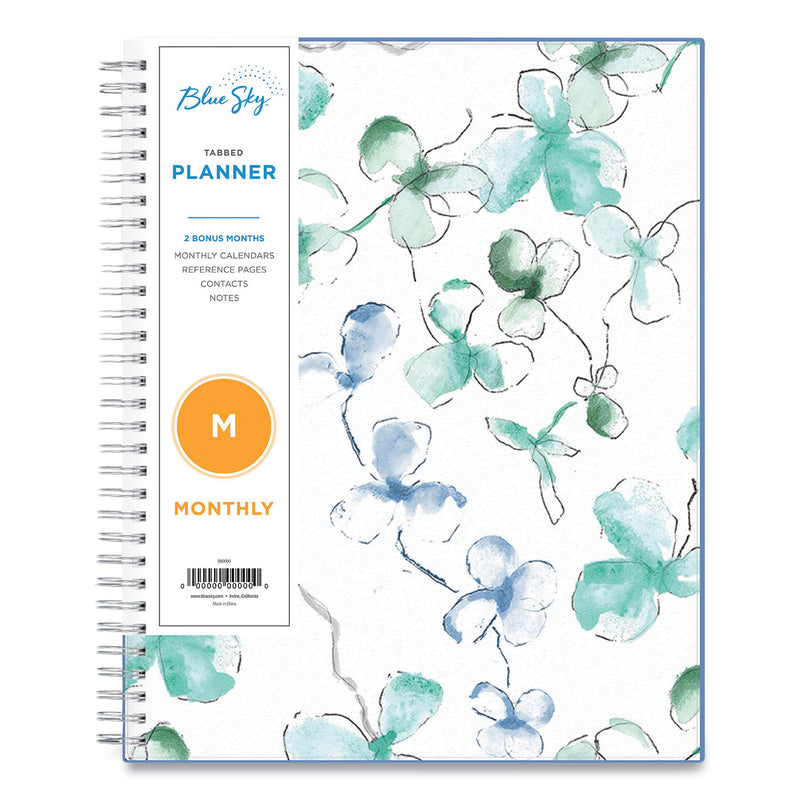 Blue Sky Lindley Monthly Planner, Lindley Floral Artwork, 10 x 8, White/Blue/Green Cover, 12-Month (Jan to Dec): 2023