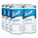 Scott 24-Hour Sanitizing Wipes, 4.5 x 8.25, Fresh, White, 75/Canister, 6 Canisters/Carton