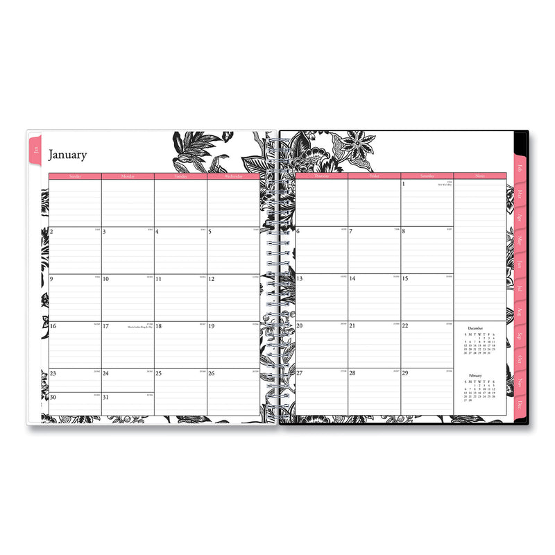 Blue Sky Analeis Monthly Planner, Analeis Floral Artwork, 10 x 8, White/Black/Coral Cover, 12-Month (Jan to Dec): 2023