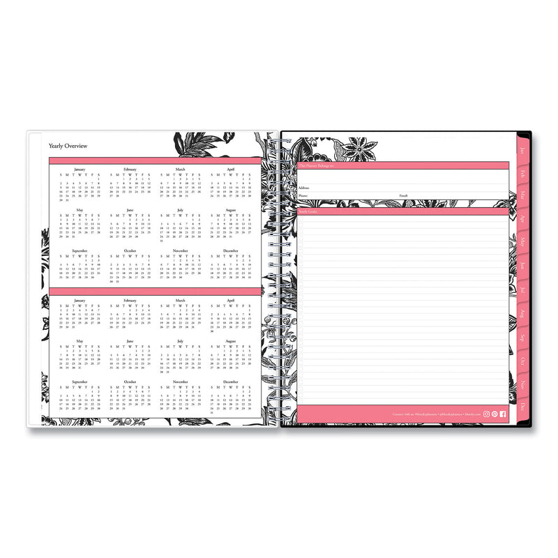 Blue Sky Analeis Monthly Planner, Analeis Floral Artwork, 10 x 8, White/Black/Coral Cover, 12-Month (Jan to Dec): 2023